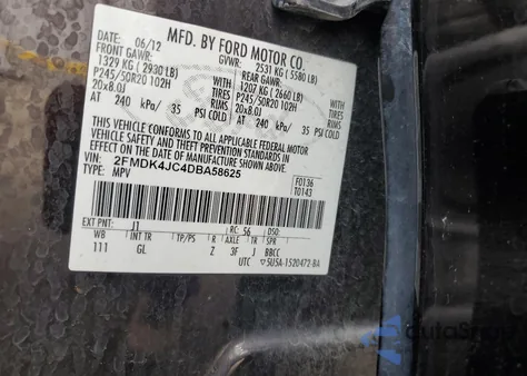 2013 Ford Edge Sel from USA, damaged, VIN 2FMDK4JC4DBA58625
